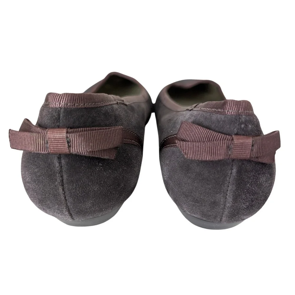 Talbots‎ Purple Suede Ballet Flat 7B Bow Preppy Classic Minimalist Parisian Chic